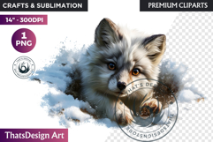 Arctic fox Watercolor Winter Wildlife Animal Clipart PNG Product Image 1