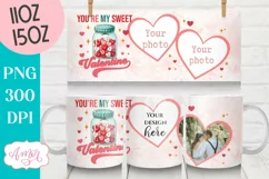 Cute Valentines Photo Mug Wrap template PNG for Sublimation Product Image 1