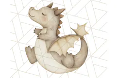 Watercolor Baby Dragon Clipart, Cute Nursery Fantasy PNG Product Image 4