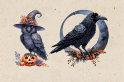 Watercolor Halloween Raven. PNG sublimation Product Image 3