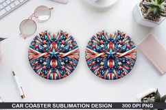4th Of July Car Coaster Sublimation| 4th Of July Coaster PNG Product Image 1