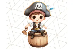 Cartoon Pirate Kids and Animals PNG Clipart for Fun Designs Product Image 2