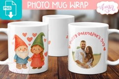 Valentines Photo Mug Wrap template, Cute gnomes PNG Product Image 3