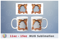 3D Hole in Brick Wall Photo Frame Pattern - 11oz-15oz Mug. Product Image 2
