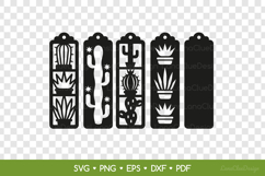 4 Cactus Bookmarks SVG Cut Files, Plant Papercut Template Product Image 2