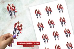 Watercolor valentine day red couple sticker png Product Image 1