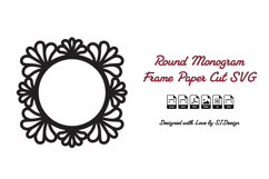Round Monogram Frame SVG -Paper Cut Ornate Circle Border Product Image 2