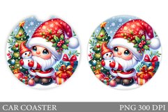 Cute Gnome Car Coaster. Christmas Car Coaster Sublimation Product Image 1
