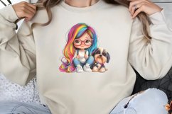 Colorful Girl Dog Clipart PNG Product Image 1