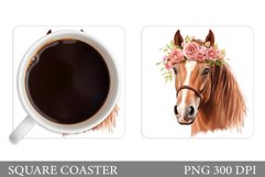 Cute Horse Coaster Design. Horse Flowers Coaster Product Image 1
