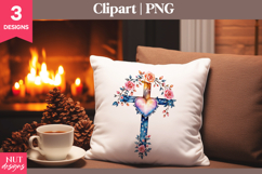Christian clipart Heart Cross Floral Sublimation PNG Product Image 3