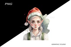 Christmas Elf Clipart, Christmas Girl Clipart Product Image 1
