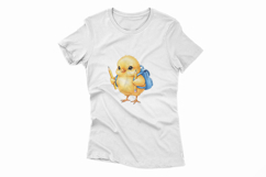 Cute Chick with Backpack Holding Pencils Watercolor PNG Product Image 4