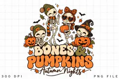 Halloween Skeleton Family PNG Bones and Pumpkins Autumn Product Image 3