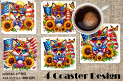 4 of July Patriotic girl, American Flag square coasters Product Image 1