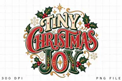 Tiny Christmas Joy PNG - Vintage Holiday Typography Holly Product Image 3