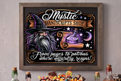 Mystic Manuscripts Shop Halloween PNG Sign Graphic Wizard Product Image 2