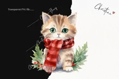 Watercolor Christmas Cats Clipart | Watercolor Christmas PNG Product Image 2