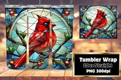 Christmas Cardinal Bird Stained Glass 3D Tumbler 20oz Product Image 1