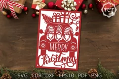 Christmas card SVG Gnomes Car | Merry Christmas SVG card Product Image 2
