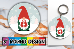 Whimsical Keychain Circle Sublimation, Gnomes Product Image 1