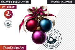 Christmas Baubles Clipart, Festive Holiday Ornaments PNG Product Image 1