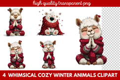 Whimsical Cozy Winter Animals Clipart | Cute Snowy Forest Product Image 1
