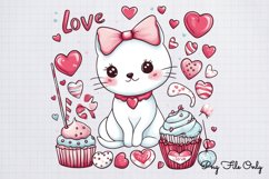 Valentine Cat Kitty Clipart PNG Product Image 1
