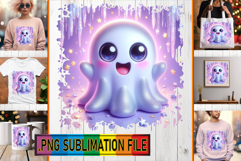 Stylish TOTE BAG Gift Ideas PNG, 3D Cute Ghost Product Image 1