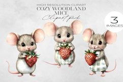 Cozy Woodland Mice Clipart PNG. Product Image 1