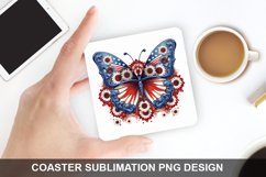 4Th Of July Butterfly- Coaster Sublimation Design Product Image 1
