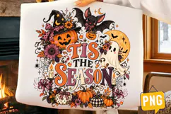 Tis the Season Halloween PNG, Ghost Pumpkin Witch Bat Product Image 3