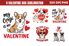 Valentine Dog Sublimation PNG Product Image 1