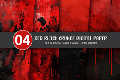 Red Black Grunge Digital Paper Product Image 1