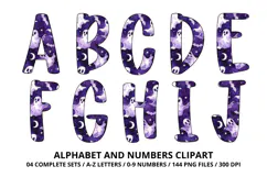 Halloween Alphabet Clipart PNG, watercolor letters doodle Product Image 2