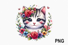 Cat Flowers Sublimation - Cat Flowers Clipart PNG Design Product Image 1
