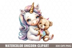 Watercolor Unicorn Clipart, Watercolor Clipart Product Image 1