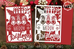 Christmas card SVG Gnomes Car | Merry Christmas SVG card Product Image 1