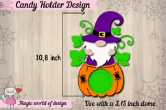 Gnome in a pumpkin candy dome svg, paper cut file Product Image 3