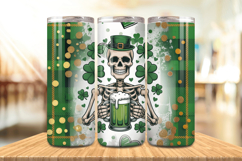 Funny Skeleton with Beer Tumbler Wrap PNG Sublimation Design Product Image 1