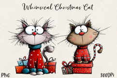 Cute Christmas Cat PNG | Whimsical Holiday Kitty Clipart Product Image 1
