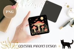 Cartoon Mushrooms Magnet, Celestial Magnet, Forest Magnet Product Image 1