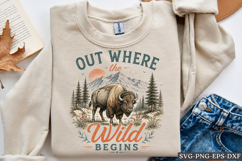 Out Where The Wild Begins Buffalo Nature PNG Design Art Product Image 1