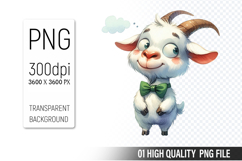 Cute Goat , Animal Sublimation Clipart PNG Product Image 1