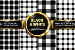 Black and White Gingham Digital Papers - 04 Variations Product Image 1
