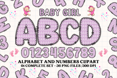 Baby Girl Alphabet, baby girl letters doodle, baby clipart Product Image 1