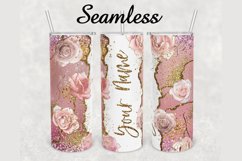 Pink Roses Glitter Marble 20 oz sublimation design tumbler Product Image 1