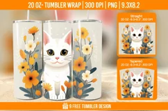 3d Cute Cat Tumbler Wrap Designs, Sublimation Wrap Product Image 1