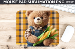 Watercolor Bear Mouse Pad Sublimation - Thanksgiving PNG Product Image 1