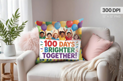 100 days of school Pillow Design, Teacher PNG Sublimation Product Image 1